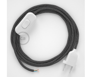 Conexión de mano 1,8m Blanco cable Redondo Algodón y Lino Negro RS81
