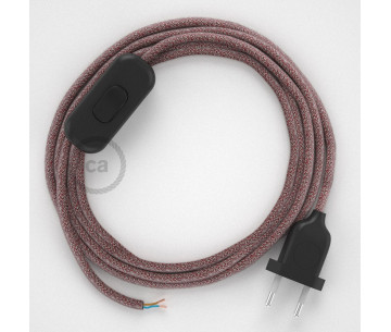 Conexión de mano 1,8m Negro cable Redondo Algodón y Lino Rojo RS83