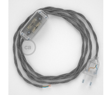 Conexión de mano 1,8m Transparente cable Trenzado Lino Gris TN02