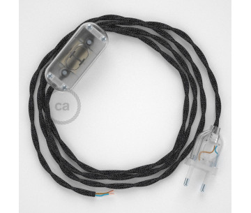 Conexión de mano 1,8m Transparente cable Trenzado Lino Antracita TN03