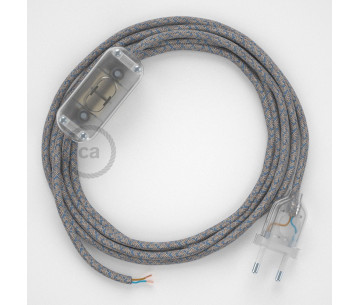 Conexión de mano 1,8m Transparente cable Redondo Algodón Lino AzulRD65