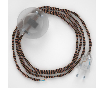 Conexión suelo 3m Transparente cable trenzado Seda Negro y Whisky TZ22
