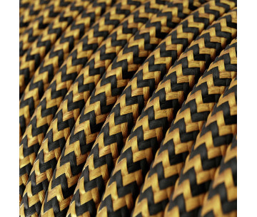 Cable manguera redonda 3G0,75 textil Rayon Dorado negro zigzag