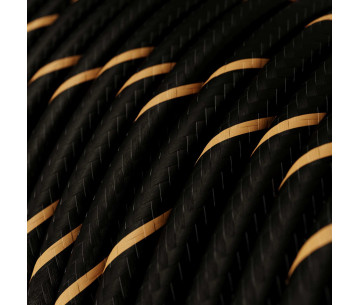 Cable manguera redonda 2x0,75 textil HD Negro y Oro