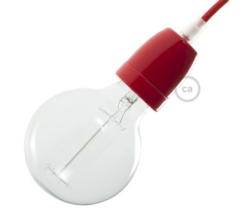 KIT Portalamparas Porcelana E27 Rojo con Prensaestopa plastico