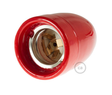 KIT Portalamparas Porcelana E27 Rojo con Prensaestopa plastico