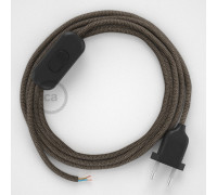 Conexión de mano 1,8m Negro cable Redondo Algodón Lino Zz Corteza RD73