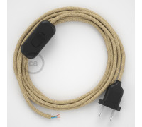 Conexión de mano 1,8m Negro cable redondo Yute RN06