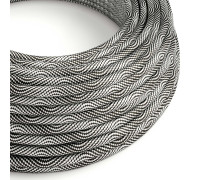 Cable manguera redonda 2x0,75 textil Optical Negro y Plateado