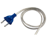 Transparent cord set with blue Europlug and without switch