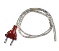Transparent cord set with red Europlug and without switch