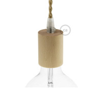 E27 Thermoplastic Lampholder with wooden cover 10mm hole