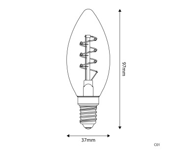 Bombilla LED Dorada E14 Filamento espiral 2,5w 136Lm 1800k Regulable