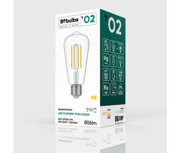 Bombilla LED Transparente Edison ST64 7W 806Lm E27 2700K Regulable