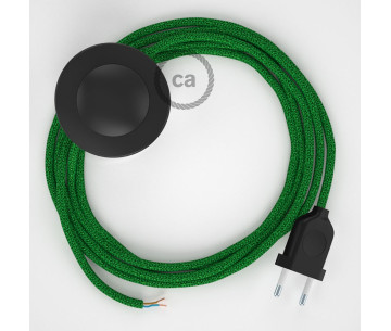 Conexión suelo 3m Negro cable redondo Seda Glitter Verde RL06