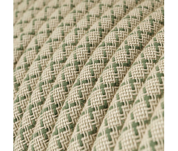 Cable manguera redonda 3G0,75 textil Algodón Rombo Verde Tomillo lino