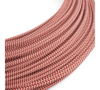 Rollo 50m. Cable textil Bajo Voltaje Zig Zag Blanco Rojo RZ09