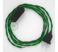 Conexión de mano 1,8m Negro cable Trenzado Seda Verde TM06