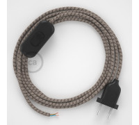 Conexión de mano 1,8m Negro cable Redondo Algodón Lino Corteza RD63