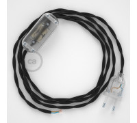 Conexión de mano 1,8m Transparente cable Trenzado Algodón Negro TC04