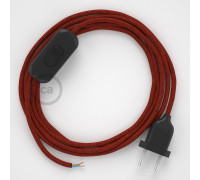 Conexión de mano 1,8m Negro cable redondo Seda Glitter Rojo RL09