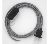 Conexión de mano 1,8m Negro cable Redondo Algodón Lino Rombo Azul RD65