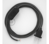 Conexión de mano 1,8m Negro cable redondo Seda Gris Oscuro RM26